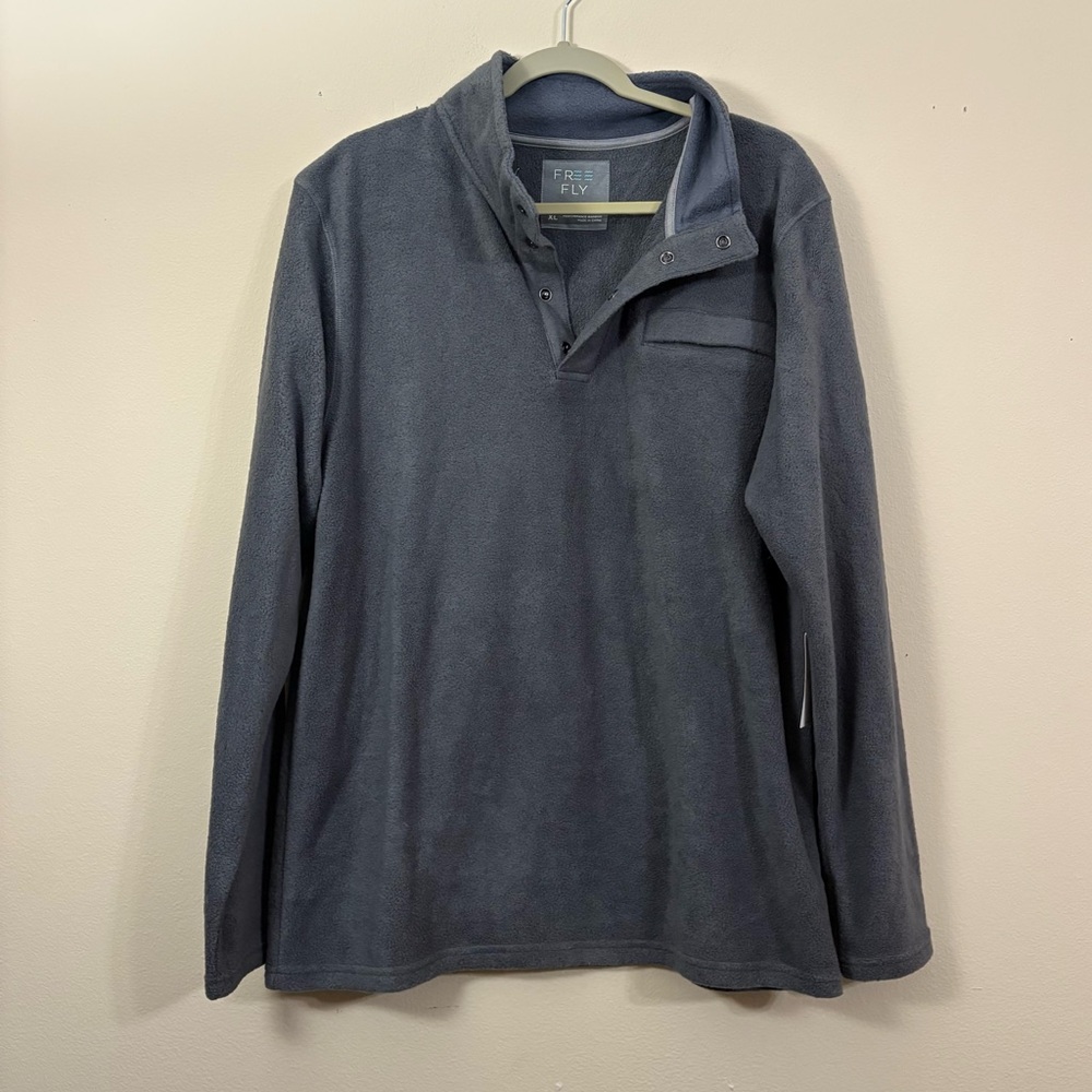 Free Fly Sweater Mens XL grey Fleece Sweatshirt snap Pullover Bamboo NWT cl
